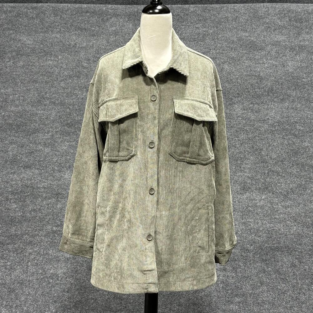 Ashley by 26 International Jacket Womens Medium Lt Sage Corduroy Shacket Utility